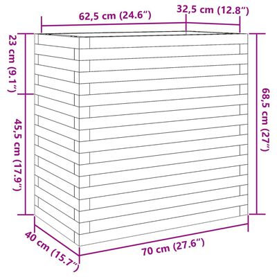 vidaXL Donica ogrodowa, 70x40x68,5 cm, impregnowane drewno sosnowe