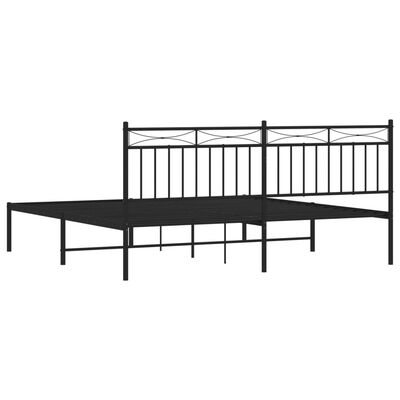vidaXL Metalowa rama łóżka z wezgłowiem, czarna, 180x200 cm