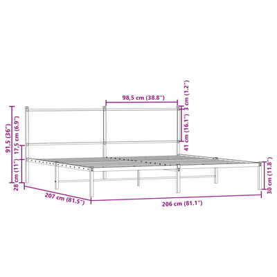 vidaXL Metalowa rama łóżka z wezgłowiem i zanóżkiem 137x190 cm