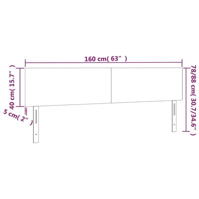 vidaXL Zagłówek do łóżka z LED, cappuccino, 160x5x78/88 cm, ekoskóra