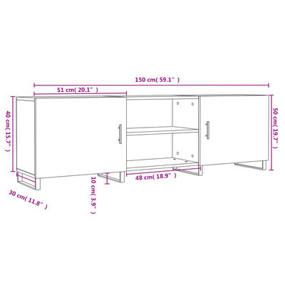 vidaXL Szafka pod TV, wysoki połysk, biała, 150x30x50 cm