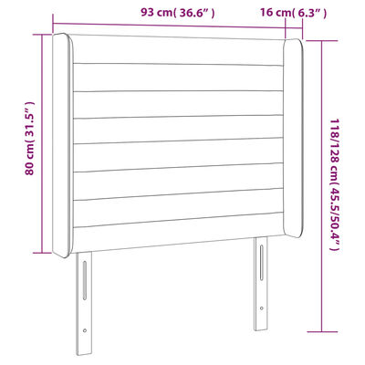 vidaXL Zagłówek do łóżka z LED, jasnoszary, 93x16x118/128 cm, aksamit