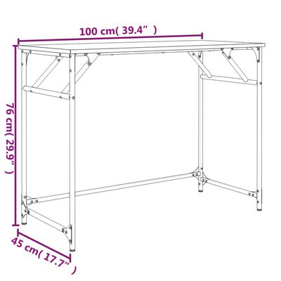 vidaXL Biurko, przydymiony dąb, 100x45x76 cm, materiał drewnopochodny