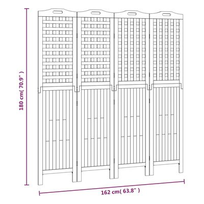 vidaXL Parawan 4-panelowy, 162x2x180 cm, lite drewno akacjowe