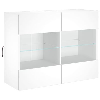 vidaXL Ścienna szafka TV z LED, biała, 78,5x30x60,5 cm