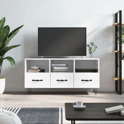 vidaXL Szafka pod TV, biała, wysoki połysk, 102x36x50 cm