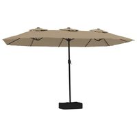 vidaXL Podwójny parasol ogrodowy z LED, kolor taupe, 449x245 cm