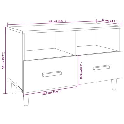 vidaXL Szafka pod TV, biała, 80x36x50 cm, materiał drewnopochodny