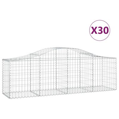 vidaXL Kosze gabionowe, 30 szt, 200x50x60/80 cm, galwanizowane żelazo