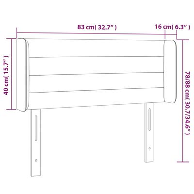 vidaXL Zagłówek do łóżka z LED, jasnoszary, 83x16x78/88 cm, tkanina