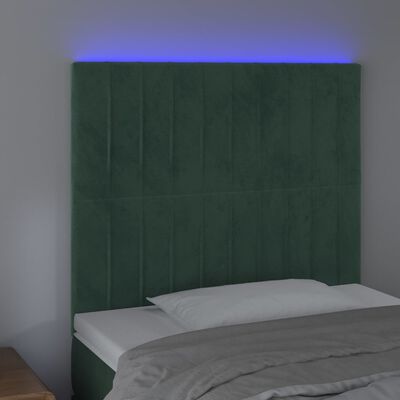 vidaXL Zagłówek do łóżka z LED, ciemnozielony, 100x5x118/128 cm