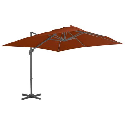 vidaXL Parasol wiszący z aluminiowym słupkiem, 300x300 cm, terakota