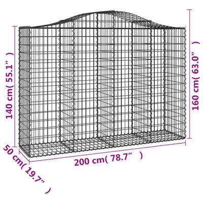 vidaXL Kosze gabionowe, 14 szt, 200x50x140/160cm, galwanizowane żelazo