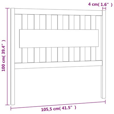 vidaXL Wezgłowie łóżka, szare, 105,5x4x100 cm, lite drewno sosnowe