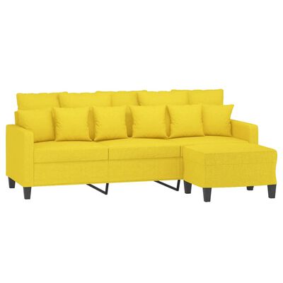 vidaXL 3-osobowa sofa z podnóżkiem, jasnożółty, 180 cm, tkaniną