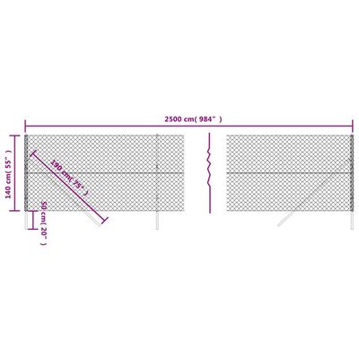 vidaXL Ogrodzenie z siatki, zielone, 1,4x25 m