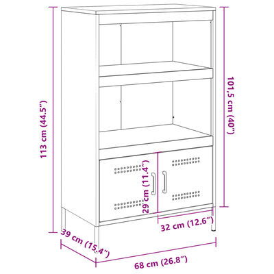 vidaXL Szafka, czarna, 68x39x113 cm, stal