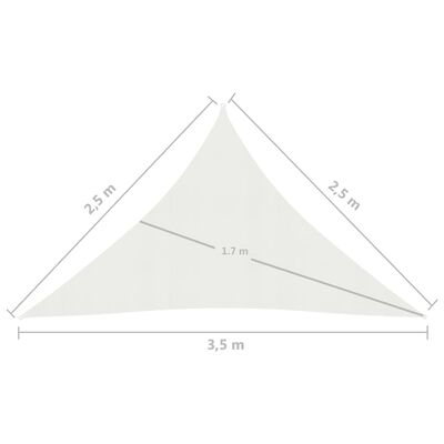 vidaXL Żagiel przeciwsłoneczny, 160 g/m², biały, 2,5x2,5x3,5 m, HDPE