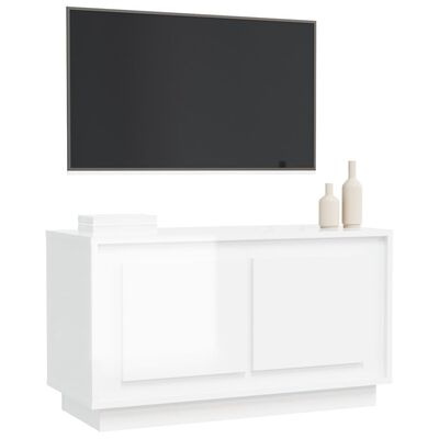 vidaXL Szafka pod TV, biała, połysk, 80x35x45 cm