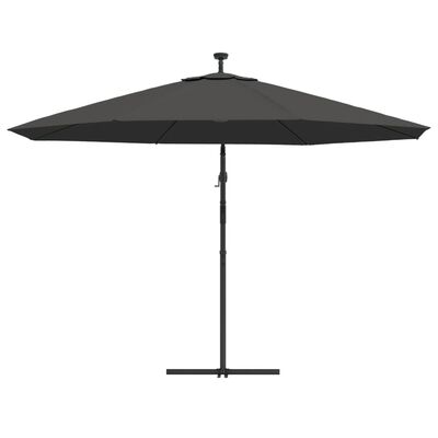 vidaXL Parasol wiszący z LED i metalowym słupkiem, 350 cm, antracytowy