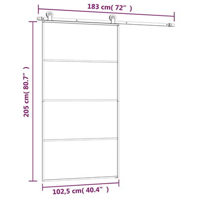 vidaXL Drzwi przesuwne a akcesoriami, 102,5x205 cm, ESG i aluminium