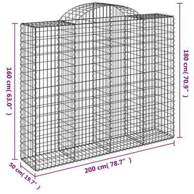 vidaXL Kosze gabionowe, 11 szt, 200x50x160/180cm, galwanizowane żelazo