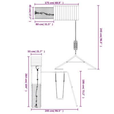 vidaXL Plac zabaw do ogrodu, lite drewno sosnowe