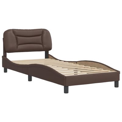 vidaXL Rama łóżka z zagłówkiem, brązowa, 90x190 cm, sztuczna skóra