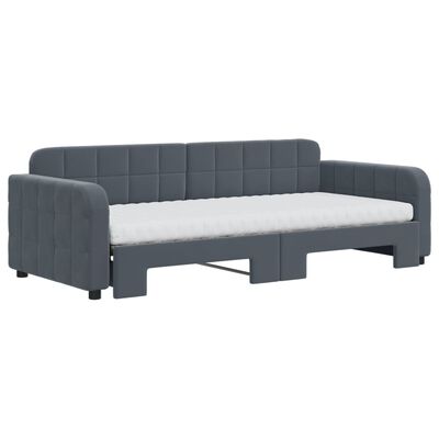 vidaXL Sofa rozsuwana z materacami, ciemnoszara, 90x200 cm, aksamit