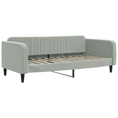 vidaXL Sofa rozsuwana z szufladami, jasnoszara, 90x200 cm, aksamit