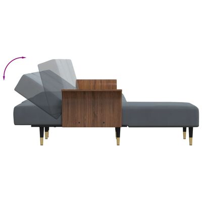 vidaXL Sofa rozkładana L, ciemnoszara, 279x140x70 cm, aksamit