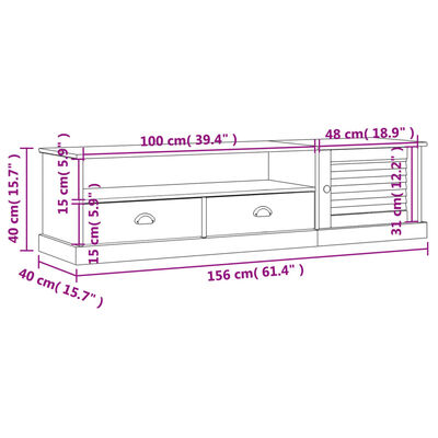 vidaXL Szafka pod TV VIGO, 156x40x40 cm, lite drewno sosnowe