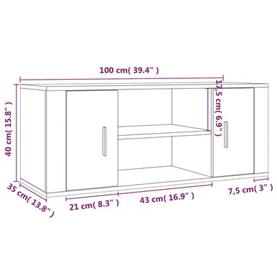 vidaXL Szafka pod TV, czarna, 100x35x40 cm, materiał drewnopochodny