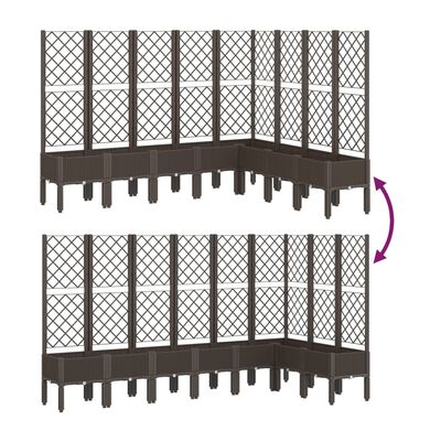 vidaXL Donica ogrodowa z kratką, brązowa, 200x160x142 cm, PP