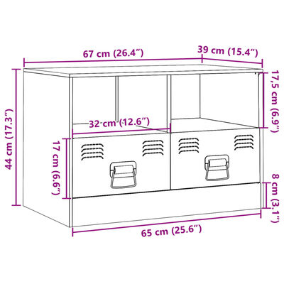 vidaXL Szafka pod telewizor, antracytowa, 67x39x44 cm, stalowa