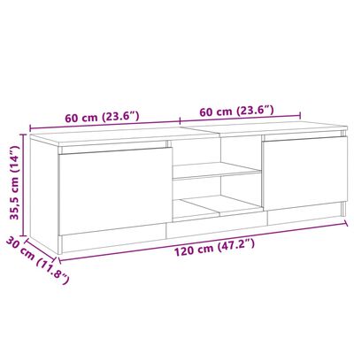 vidaXL Szafka pod TV z LED, przydymiony dąb, 120x30x35,5 cm