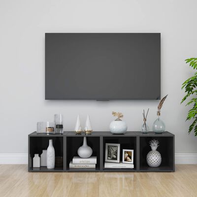 vidaXL Szafki pod TV, 4 szt., wysoki połysk, szare, 37x35x37 cm