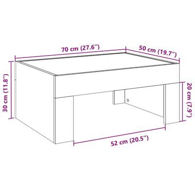 vidaXL Stolik kawowy z LED Infinity, dąb sonoma, 70x50x30 cm