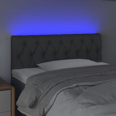vidaXL Zagłówek do łóżka z LED, ciemnoszary, 100x7x78/88 cm, tkanina