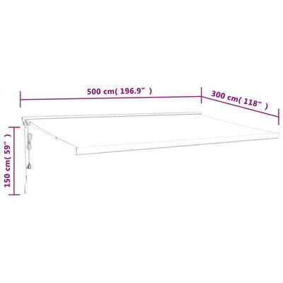 vidaXL Zwijana markiza, żółto-biała, 5x3 m, tkanina i aluminium