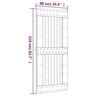 vidaXL Drzwi przesuwne z osprzętem, 90x210 cm, lite drewno sosnowe