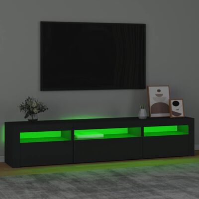 vidaXL Szafka pod TV z oświetleniem LED, czarna, 195x35x40 cm