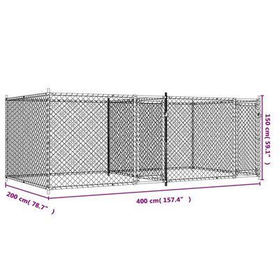 vidaXL Klatka dla psa, z drzwiami, szara, 4x2x1,5 m, stal