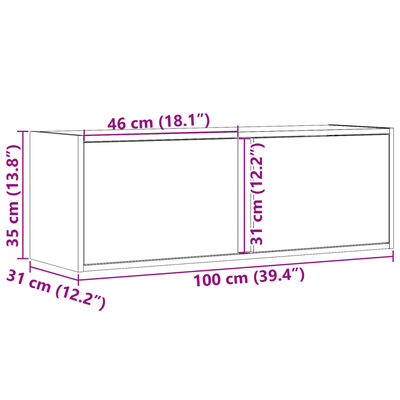 vidaXL Ścienna szafka TV z LED, szary dąb sonoma, 100x31x35 cm