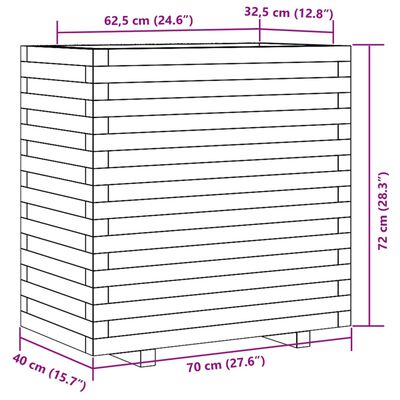 vidaXL Donica ogrodowa, 70x40x72 cm, impregnowane drewno sosnowe