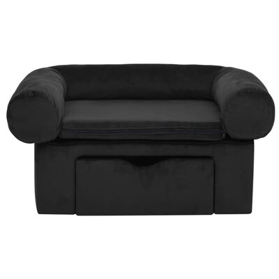 vidaXL Sofa dla psa, z szufladą, czarna, 75x50x38 cm, pluszowa