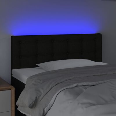 vidaXL Zagłówek do łóżka z LED, czarny, 100x5x78/88 cm, tkanina