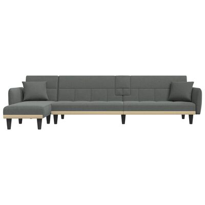 vidaXL Sofa rozkładana L, ciemnoszara, 275x140x70 cm, tkanina