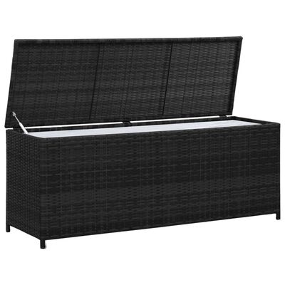 vidaXL Skrzynia ogrodowa, czarna, 150 x 50 x 60 cm, rattan PE