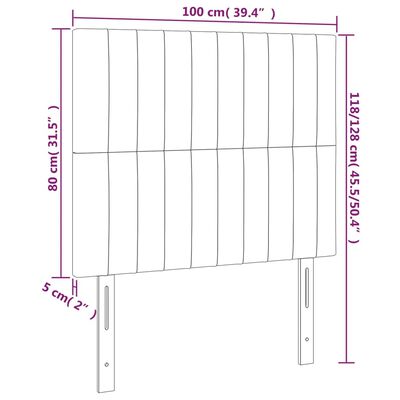 vidaXL Zagłówek do łóżka z LED, niebieski, 100x5x118/128 cm, tkanina